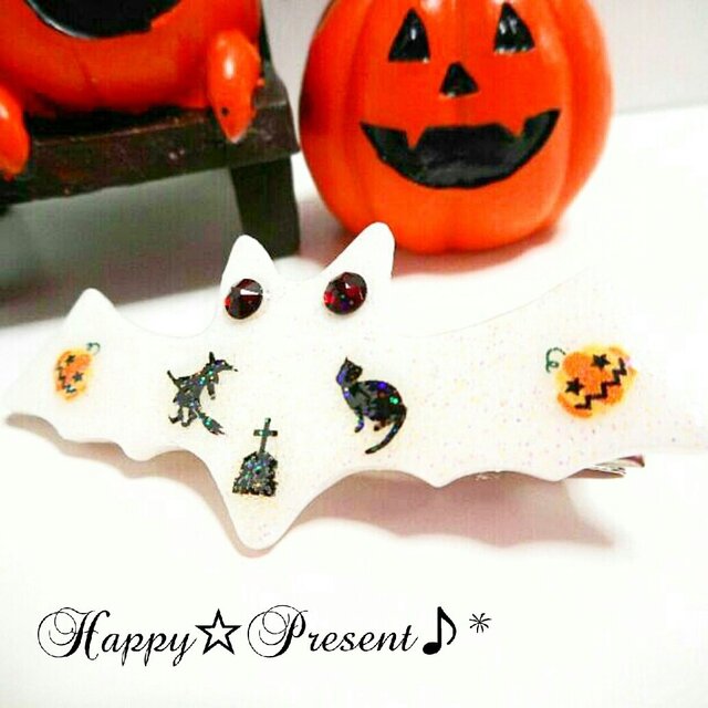 Halloweenコウモリのミニヘアクリップ*ヘアピン☆★*の画像1枚目