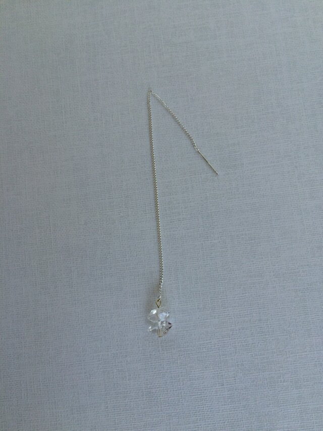 再販 ハーキマーダイヤモンドとチェーンのピアス(片耳用)の画像1枚目