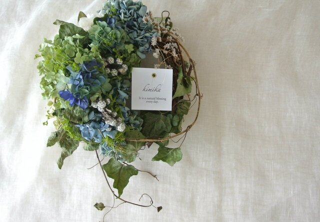 アナベルと青紫陽花のwreath.csの画像1枚目
