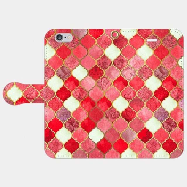 秋色 モロカンタイルパターン (クランベリーソーダ) iphone5/5s/6/6s/SE/7/8/X/XS 専用の画像1枚目