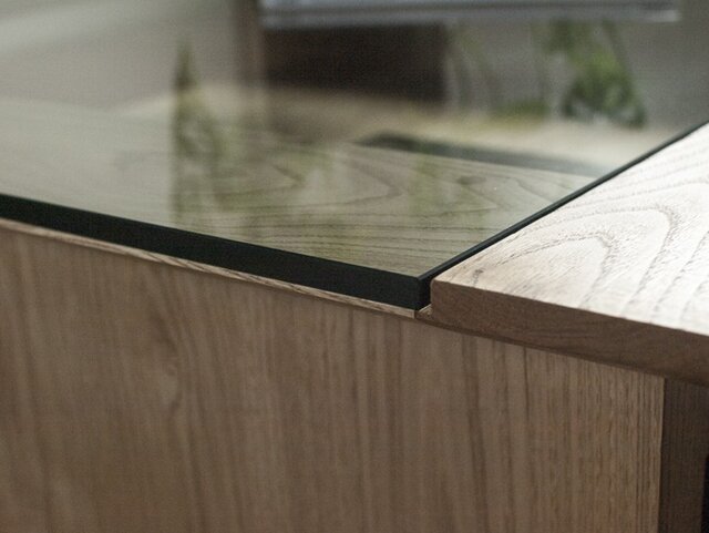 天然オイル仕上げ「栗の木」ガラステーブル 90cm | iichi ハンドメイド