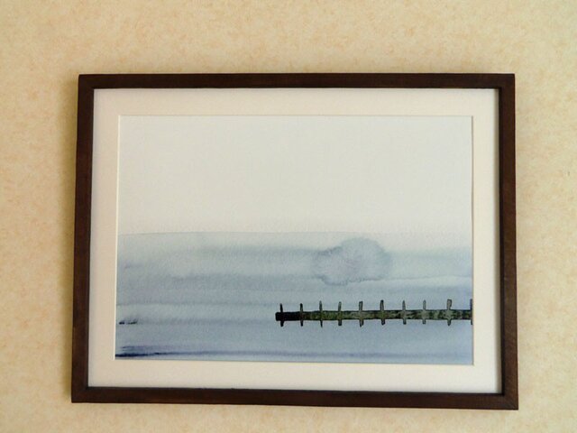 ゆる絵 桟橋 A3 + 額の画像1枚目