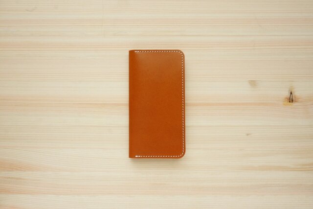 牛革 iPhone8/iPhone7カバー ヌメ革 レザーケース 手帳型 キャメルカラーの画像1枚目