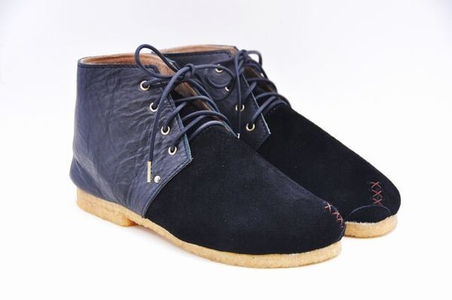 #Tokuyama Shoes:『plie boots』black &black suede&smooth leatherの画像1枚目