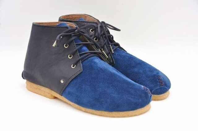 #Tokuyama Shoes:『plie boots』 navy&black suede&smooth leatherの画像1枚目