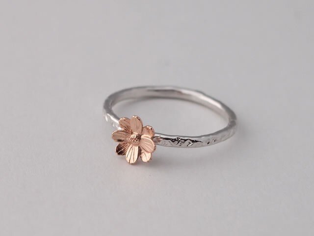 秋桜コスモスの指輪ピンクSV925製【受注生産】の画像1枚目