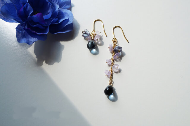 アメジストピアス Lady Smoky Blue&purple earrings P0025の画像1枚目