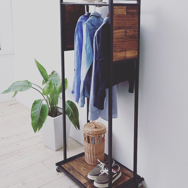 Industrial Pine Wood Hanger Rack 60cm・インダストリアル天然木ハンガーラックの画像1枚目