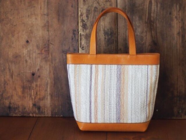 手織りと革のトートバック (mini)の画像1枚目
