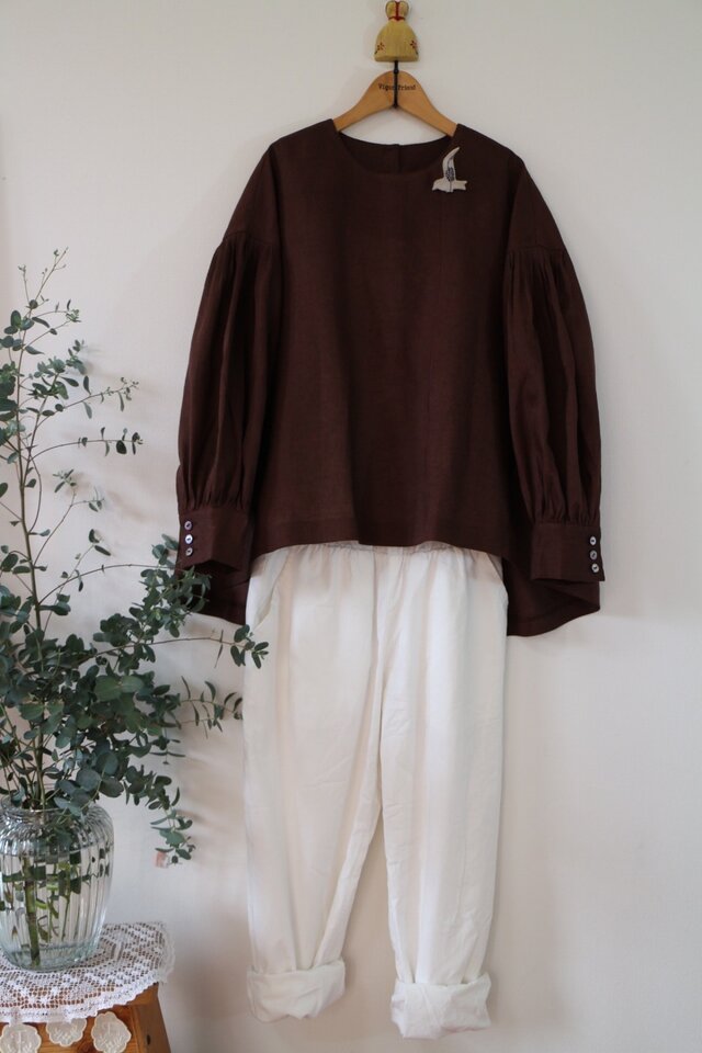 ★上質リネン100%  ブラウス ★最終出品