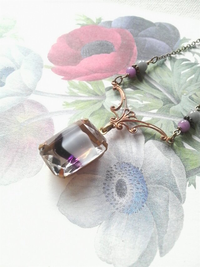 ヴィンテージ　Purple／Grayギヴレ　クラシカルネックレス