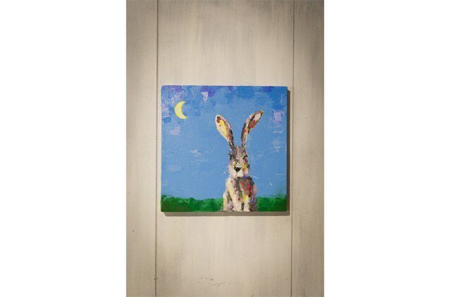 The hungry rabbit jumps / 月とうさぎのスプレーアート作品。の画像1枚目