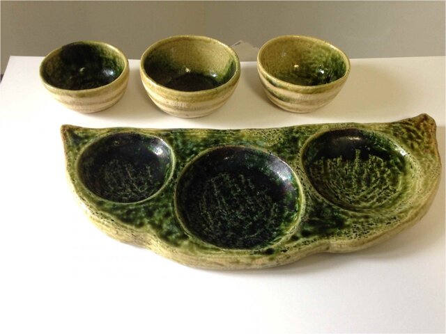 織部豆形皿(お値下げ致しました!)の画像1枚目