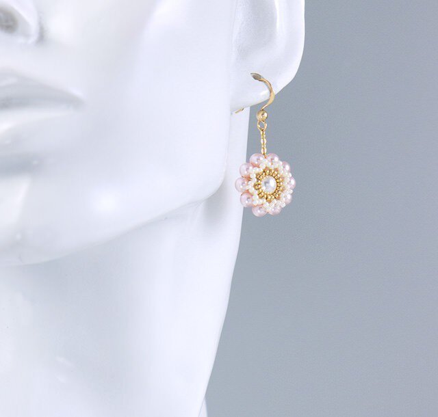 ピンク・スワロフスキーパールピアス | iichi 日々の暮らしを心地よく