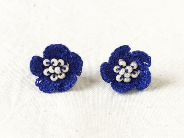 flower ピアス B - ブルーの画像1枚目