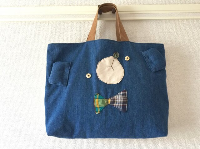 受注制作★Lesson bag【絵本袋】デニくまの画像1枚目