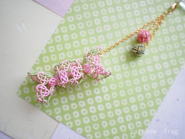 水引 帯飾り 飴(ピンク×うぐいす)の画像1枚目