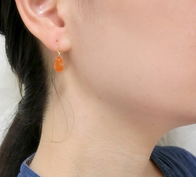 14kgf/カーネリアンのペアシェイプフックピアス | iichi 日々の暮らし