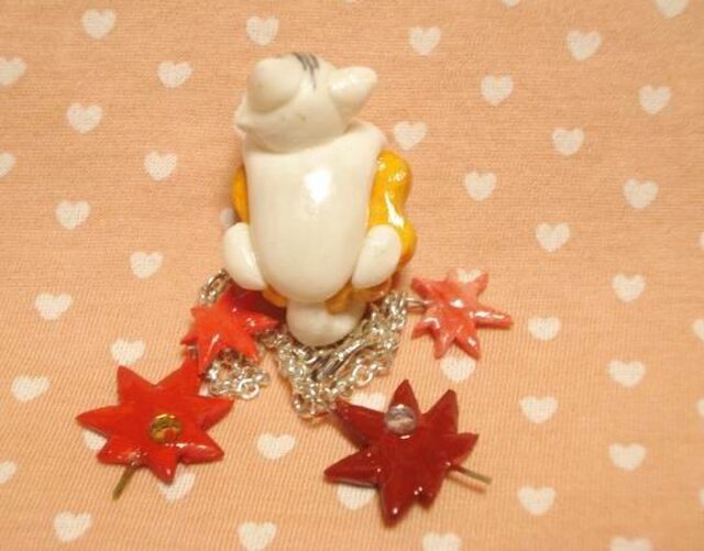 にゃんこのしっぽ○紅葉まんじゅうバッグチャーム○チンチラ○猫