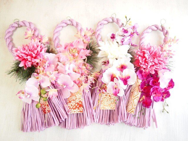 お花が可愛いお正月飾り ループp１６０２ Iichi ハンドメイド クラフト作品 手仕事品の通販