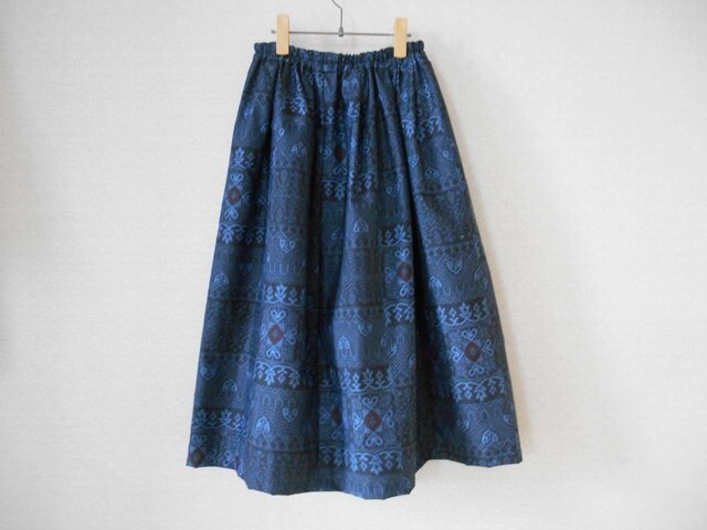 藍大島紬リメイクスカート-