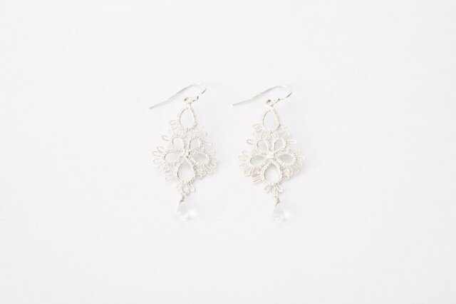 Lace pierced earring Flowerdrop silverの画像1枚目