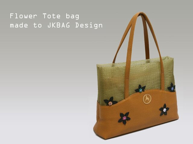 flower 本革 レザー 牛革シュリンク トートバッグ A4 | iichi 日々の