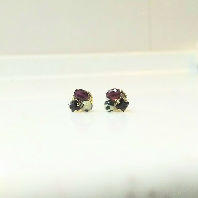 ガーネット＊スワロ＊ビジューピアス #311