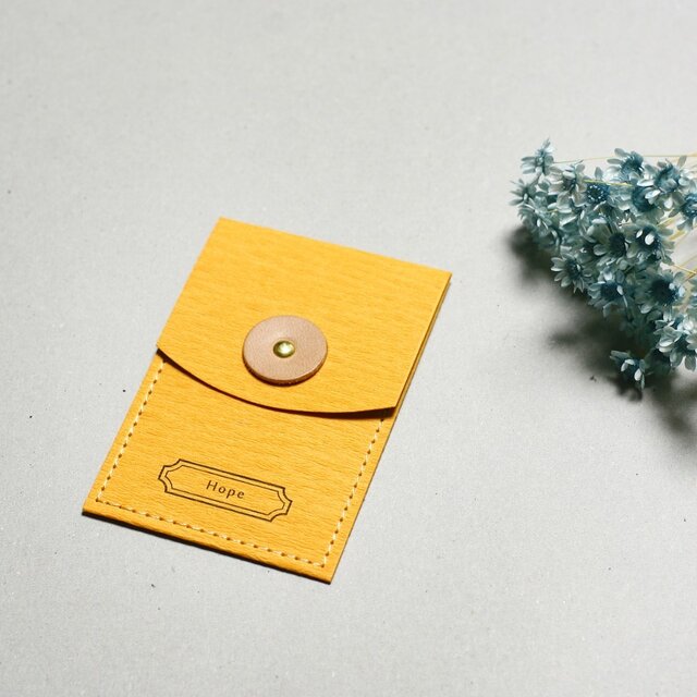 Hope イエロー) 気持ちを伝える 小さな 本革付 封筒