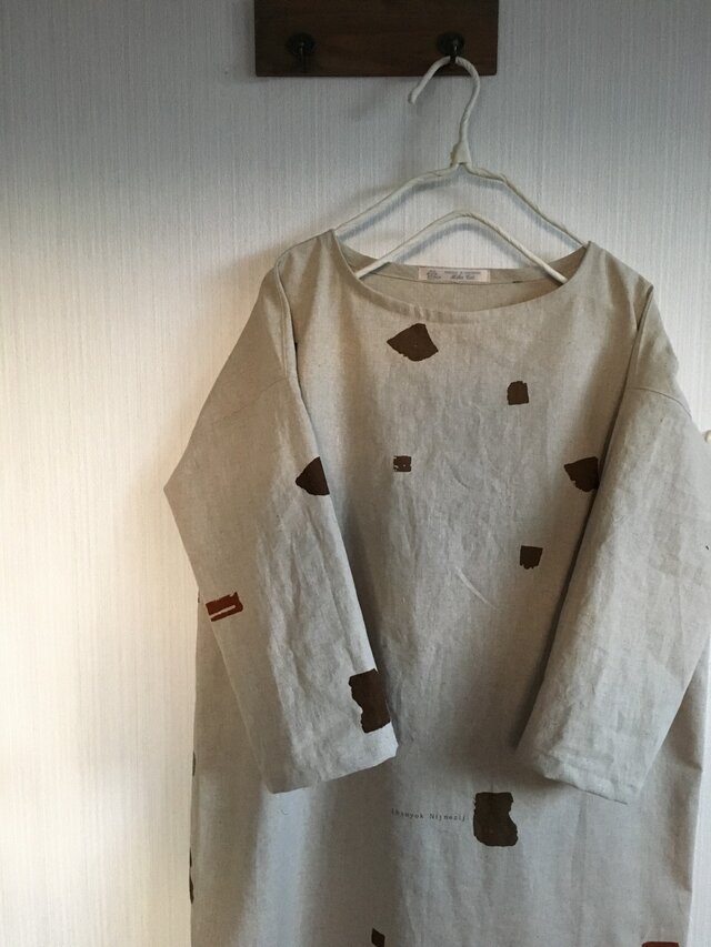 YUWA綿麻のドロップショルダーチュニックワンピ