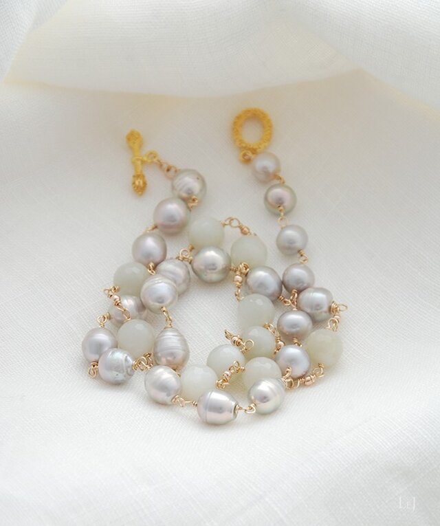 【20%off・送料無料】バロックパールとムーンストーンのネックレス Novella（ノヴェッラ）