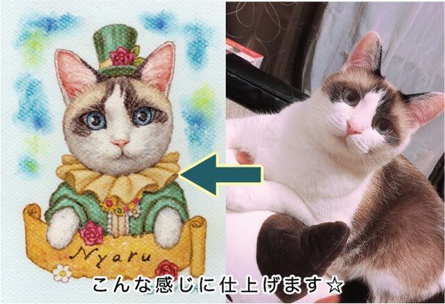【ペット画ミニサイズ】オーダー制作　犬　猫　動物　イラスト ペット画ミニサイズ（オーダーメイド 犬・猫） | iichi 日々の
