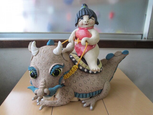 *送料無料* 龍にまたがる金太郎の画像1枚目
