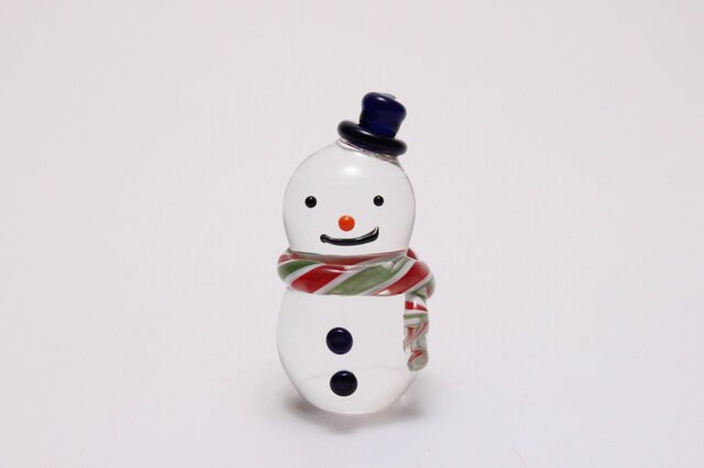 ガラス クリスマス 雪だるま シルクハット ミニの画像1枚目
