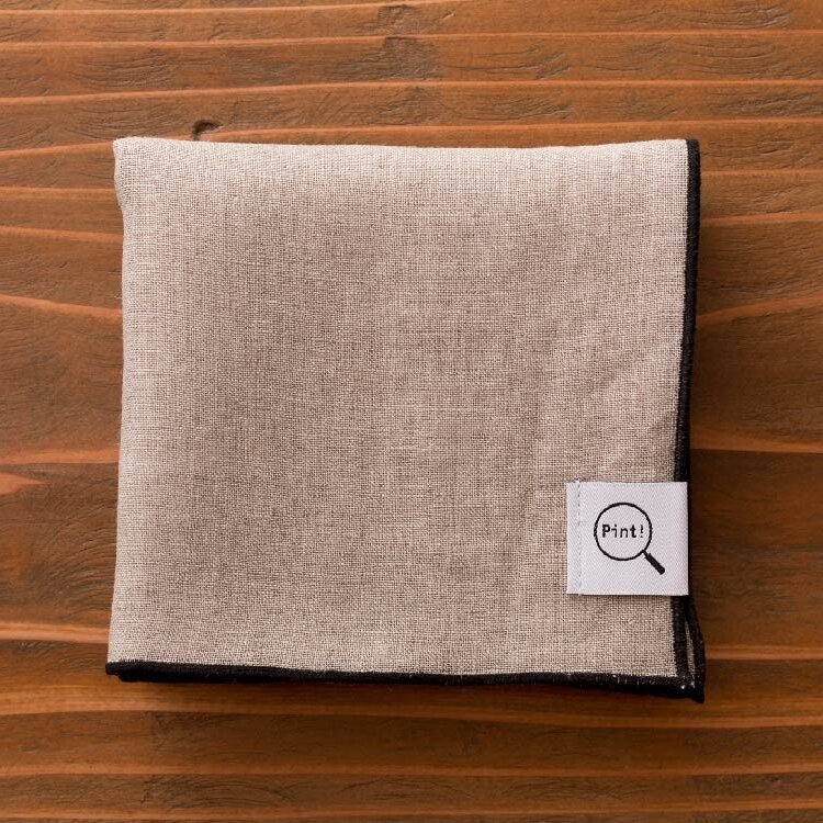 オーガニックリネンハンカチ（生成り地×ブラック）