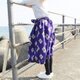 着物リメイク・銘仙のリボンスカート（紫に花・Ｍ～Ｌ）の画像