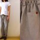 【受注制作】ベージュグレー/綾織り40リネン　ゆるりパンツ