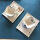 福良雀のデミタスカップと角皿のセットの画像