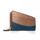[名入可]木と革のラウンドZIP長財布 --- 贅沢な総革仕上げ　[ブルー]の画像