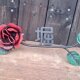 受注製作 国産☆アイアン製 薔薇の表札 シングルローズB バラ飾り付き アンティーク調 鉄製 ネームプレート 看板の画像
