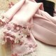 レースの花付き パシュミナストール　デイジー　ピンクベージュ