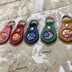 レザー　キーホルダー　沖縄紅型　お守り　ミンサー刻印の画像
