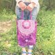 【手染め/手描き】モロッコ風曼荼羅模様のパープルとピンクのエスニックトートバッグ【フェス】の画像