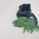 国産シルク100％手描き染めストール green&navy blue-の画像