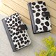 本革 毛付き革ハラコ 手帳型スマホケース（ダルメシアン/レオパード）ダークブラウンの画像