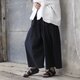 ブラック/紐で絞ってウエスト調節するワイドパンツ