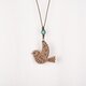青い鳥のネックレスMOSS　クルミの木のウッドアクセサリーの画像
