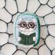 めがね猫刺繍ブローチ【受注製作】の画像
