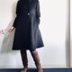 【受注生産】　アンゴラシャギー　毛並の美しいXラインのドレスコート　ミディ丈　黒の画像