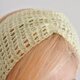 100%ウール 手編み レース ヘアバンド ターバン ハンドニット クリームイエローの画像